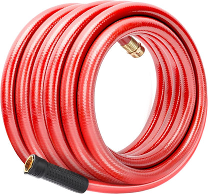 Solution4Patio Long Lead-in Red Garden Hose 5/8 in. x 50 ft. -Kink Free, No Leaking, Male/Female Fittings -Heavy Duty Durable Flexible Lightweight Water Pipe -Brass Aluminum Ends for Household & Yard