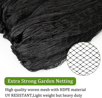 Garden Bird Net, 13 X 40 Feet Heavy-Duty Poultry Bird Net, with 50 Straps and 10 Staples, Used for Fruit Trees, Plants, Vegetables, and Garden Nets Against Birds and Deer