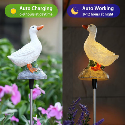 Solar Porch Goose Statue Garden Decor, 29 inch with Motion-Activated Sound Outdoor Decor for Lawn Patio Yard Balcony - Unique Gift for Garden Lovers