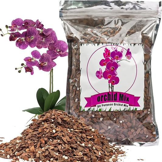 Orchid Potting Mix Orchid Bark, Mix Pine Bark and Perlite, Good Drainage and Water Retention (2 Quart)