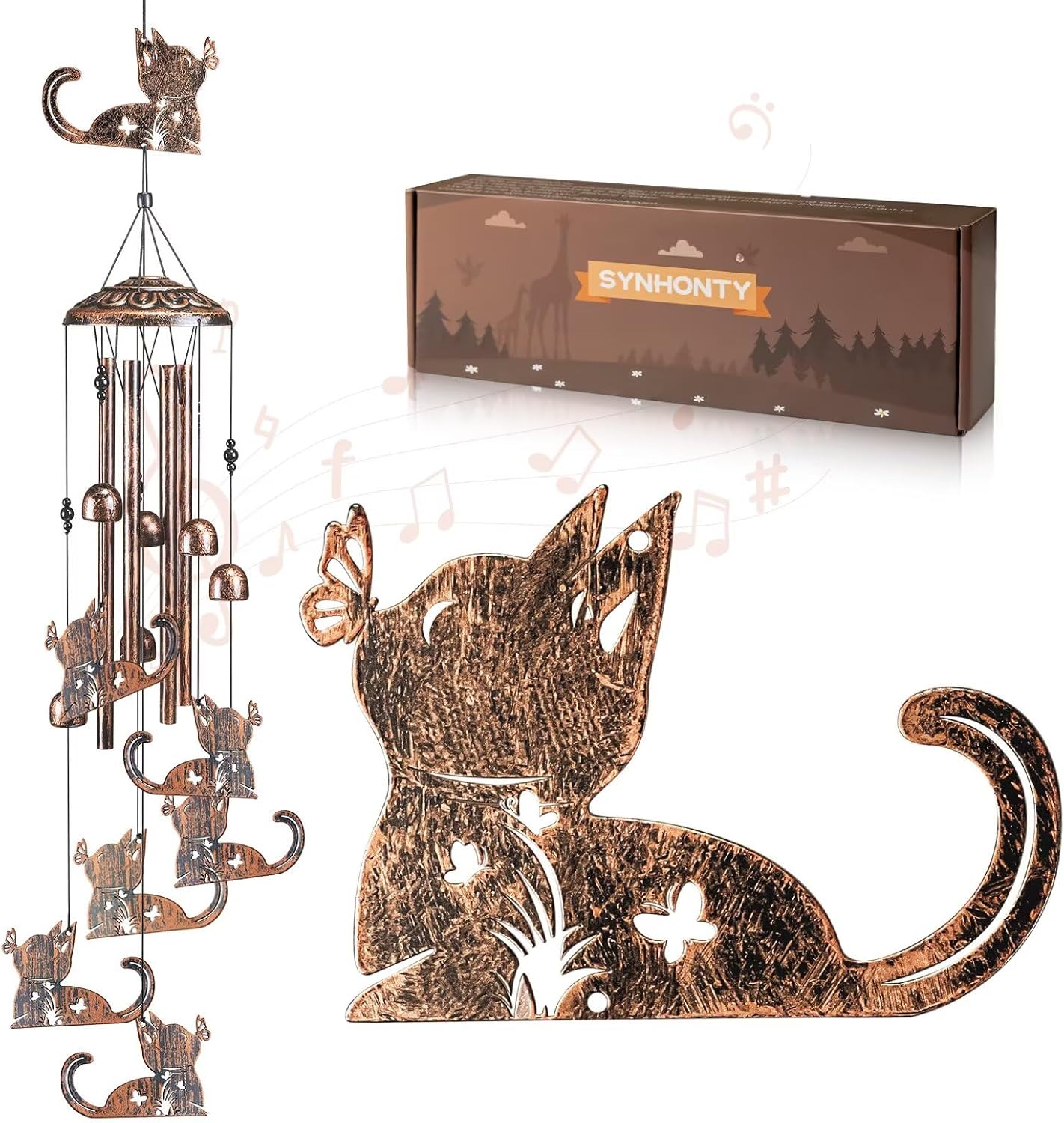 Cat Wind Chimes for Outside,Gardening Gifts for cat Lover，Women，Men，Mom，Birthday Party Decorations,Memorial Gifts,Wind Chimes Outdoors，Indoors,Room,Home,Wall,Garden,Patio,Yard Decor