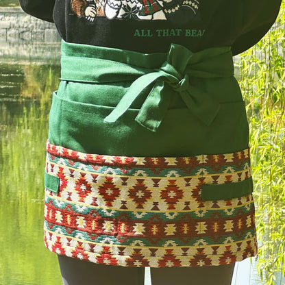 Garden Apron for Woman, Serve Apron Cute, Flora Half Apron with 8 Pockets, Valentines Gift for Mom Wife Girlfriend