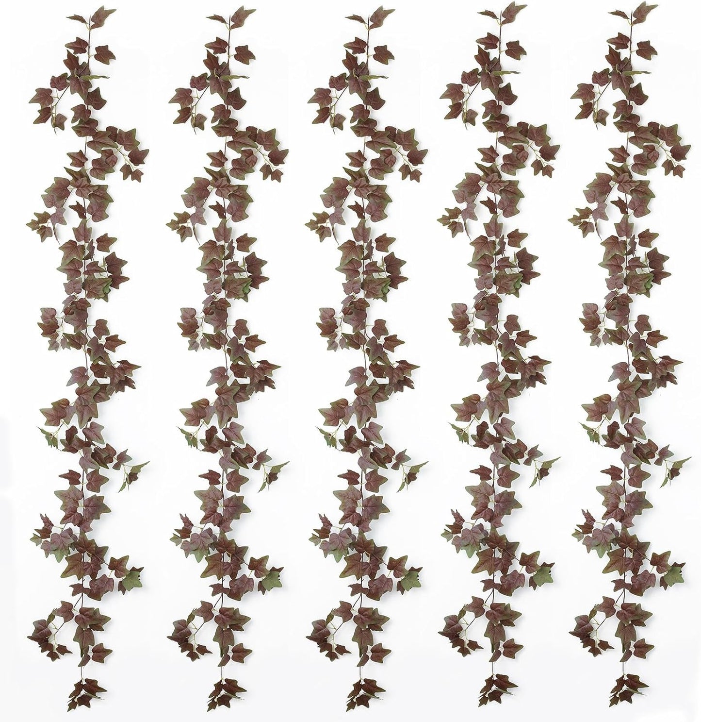 mizii 5 Pack 360" Artificial Vines Ivy Garland Realistic Fake Vine Silk Green Leaves Faux Hanging Plants Greenery Decoration for Outdoors Wedding Party Indoor Mantle Bedroom Home Decor (Purple Green)