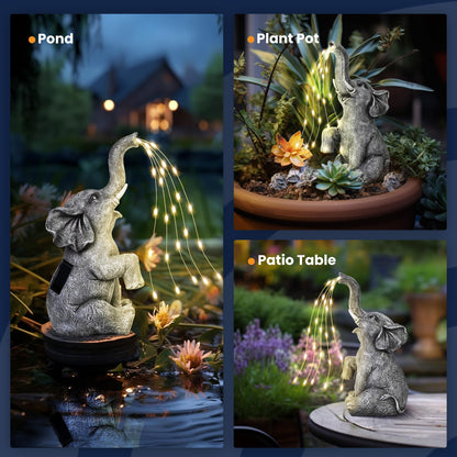 GIGALUMI Elephant Statue Solar Garden Yard Decor Outdoor Gifts for Women
