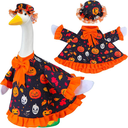 Halloween Goose Outfit for Porch Goose 23" Cement Statue Clothing - Halloween Outdoor Decoration for Patio Yard Lawn