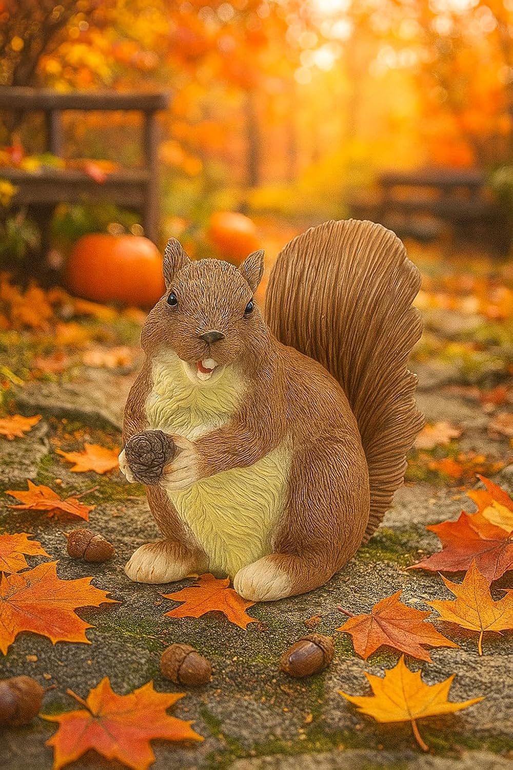 Garden Decoration Squirrel Statue - Adorable Wildlife Sculpture with Pinecone for Outdoor Patio, Lawn, or Garden Décor - Ideal for Nature Lovers