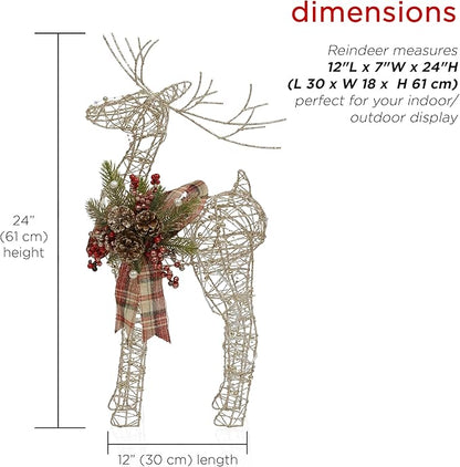 Alpine Corporation Gold Wire Holiday Decor Reindeer with Warm White LED Lights