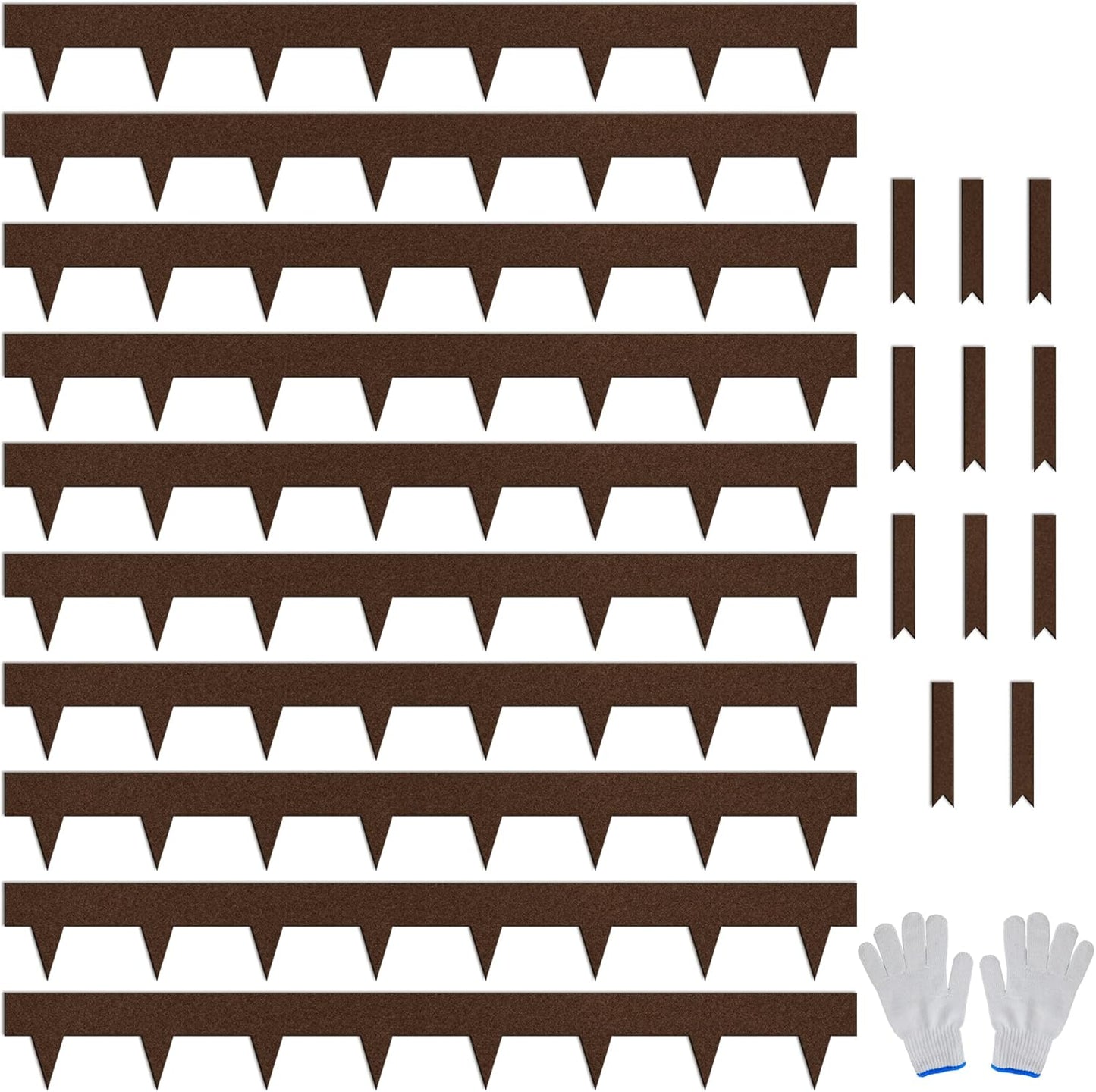 Worth Garden 33ft. Galvanized Steel Landscape Edging - 10-Pack 40" Metal Edging for Landscaping with 11 Stakes, Bronze Powder Coating Hammer-in Lawn Edging for Yard Pathway Divider