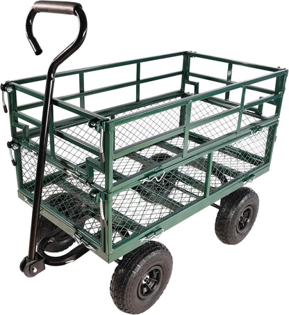 with a Four-Wheeled Trailer with a Double-Deck Detachable Side,The Steel Multifunctional Heavy-Duty net car can be Used in Farms,Warehouses and Other Places.