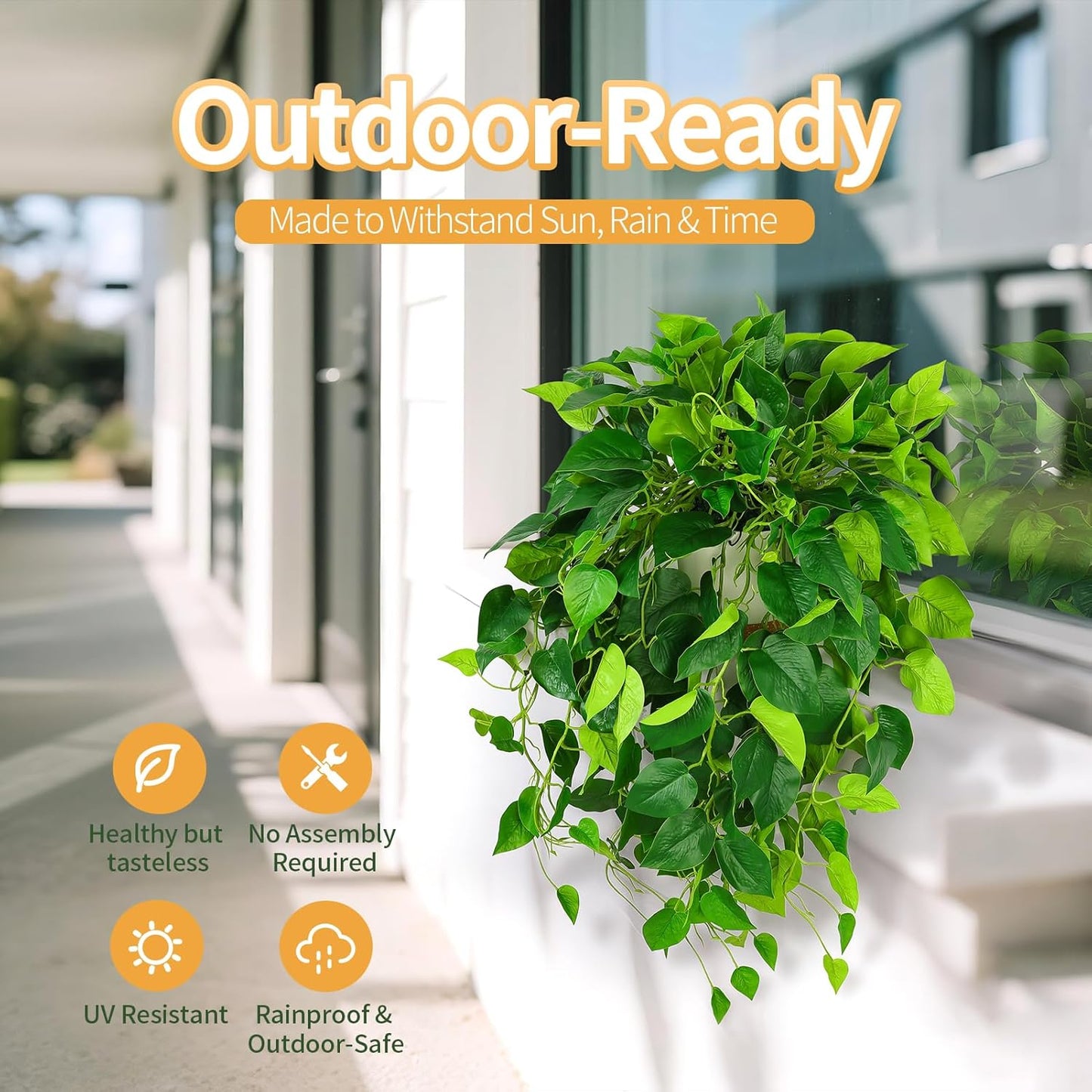 QIANYUN Hanging Plant Artificial Ivy – 40" Fake Potted Plants with Pot, 2PCS Trailing Greenery Vines for Indoor Shelf, Bedroom, Living Room, Bathroom, Office, or Outdoor Porch Decoration
