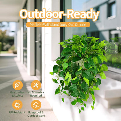 QIANYUN Hanging Plant Artificial Ivy – 40" Fake Potted Plants with Pot, 2PCS Trailing Greenery Vines for Indoor Shelf, Bedroom, Living Room, Bathroom, Office, or Outdoor Porch Decoration