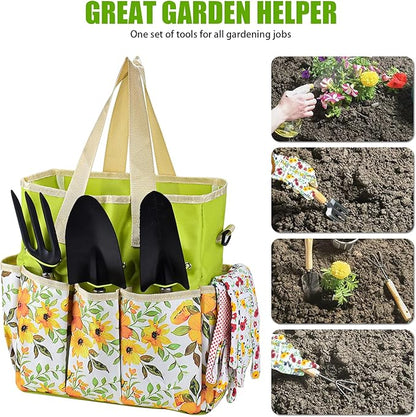 Gardening Tools Set Set for Women, 10 Pieces Heavy Duty Gardening Hand Tools with Storage Handbag Box, Steel Durable Gardening Gifts for Women Men, Mom, Dad - Durable