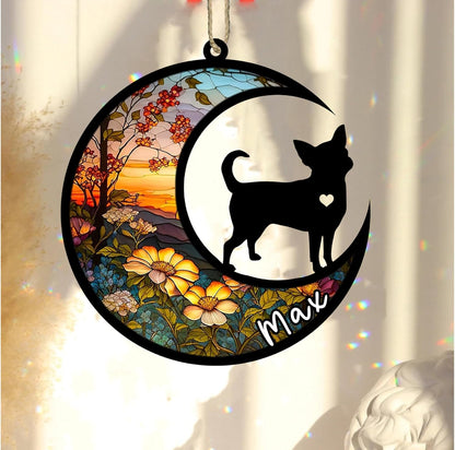 Personalized Dog Memorial, Custom Name Chihuahua Dog Christmas Ornament with Name, Custom Breeds, Pet Loss Light Catcher, Gifts for Lovers Loss of Pet Sympathy on Mothers Day Christmas