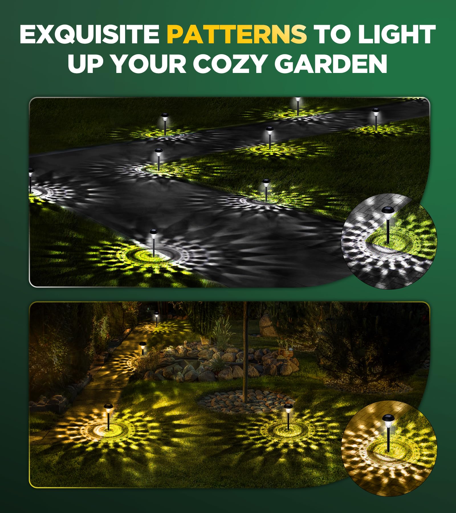 10 Pack Ultra Bright Solar Lights Outdoor Waterproof, from Dusk to Dawn Up to 12H Outdoor Solar