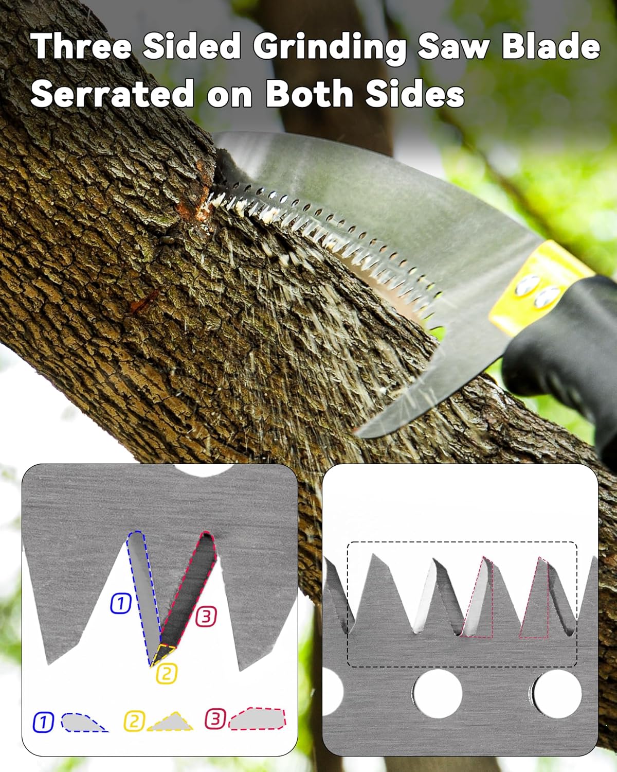 8.5FT Pole Saw with Adjustable Length for Tree Trimming, Lightweight Manual Pruning Saw with Mn Steel Blade, Long Extension Branch Cutter Pole Pruner for Yard, Garden, Patio and Forestry Use