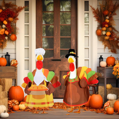 Abbylike 2 Set Thanksgiving Porch Goose Outfits Turkey Goose Clothes Costume Fit Large 23'' Cement for Garden Yard Decoration