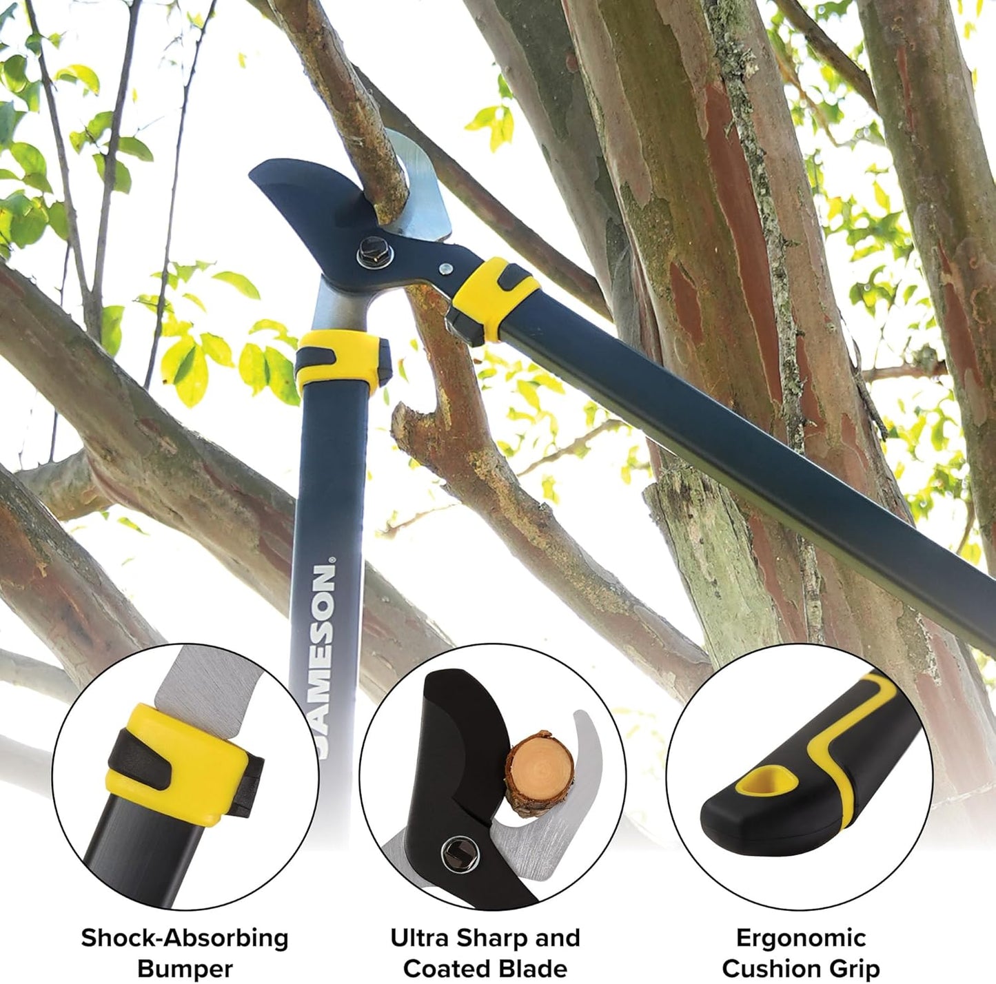 Jameson Heavy-Duty 29″ Bypass Lopper | 1-3/4″ Cutting Capacity | Non-Stick Blade | Aluminum Frame | Ergonomic Grips | Gardening & Landscaping Tool