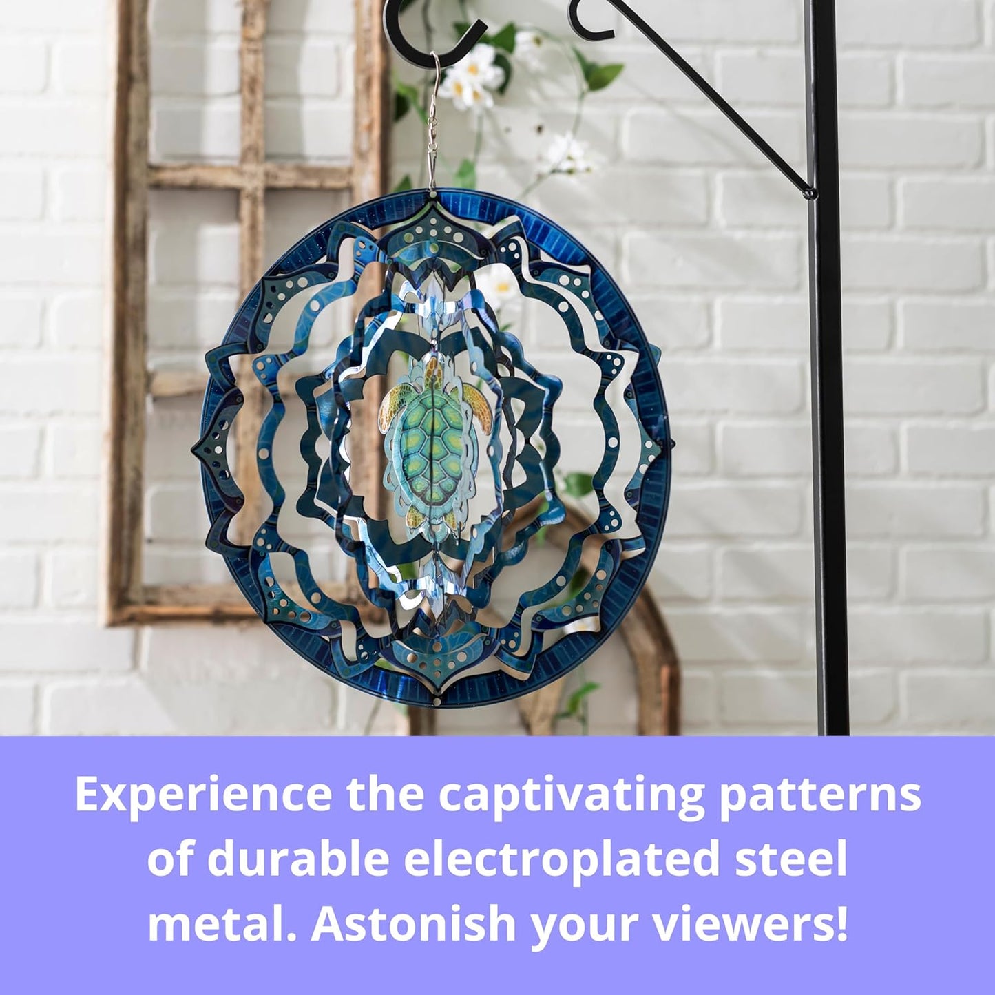 VP Home Kinetic Wind Spinner - Large Mandala Turtle - Colorful Garden Metal Outdoor Spinners - Unique Yard Wind Catchers - 3D Garden Wind Art Sculpture - Lawn and Patio Hanging Windmill Decorations