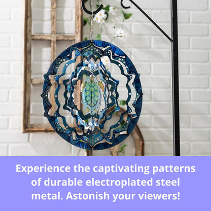 VP Home Kinetic Wind Spinner - Large Mandala Turtle - Colorful Garden Metal Outdoor Spinners - Unique Yard Wind Catchers - 3D Garden Wind Art Sculpture - Lawn and Patio Hanging Windmill Decorations