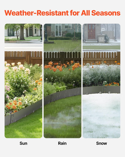 VEVOR Steel Landscape Edging, 5 Packs 39 x 4 in Rust-Resistant Metal Landscape Edging, Bendable Garden Edging Border, Heavy Duty Lawn Edging, Easy-to-Install, Flower Bed Yard Pathway Divider Dark Gray