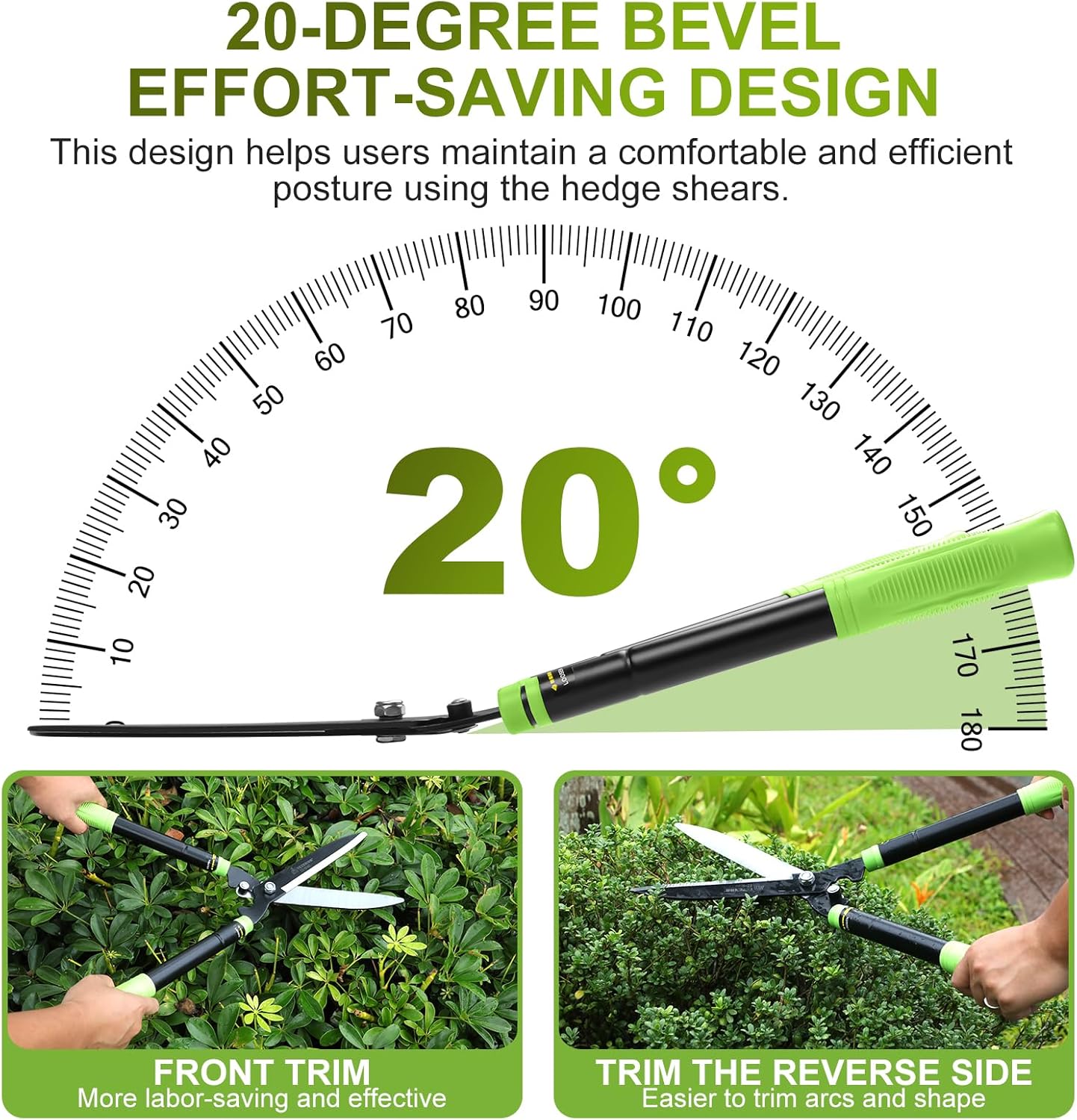 23-30" Telescoping Hedge Clippers, Extendable Garden Shears for Trimming Hedges, Shrubs & Bushes, Manual Hedge Shears with Adjustable Blade Tension for Yard Landscaping