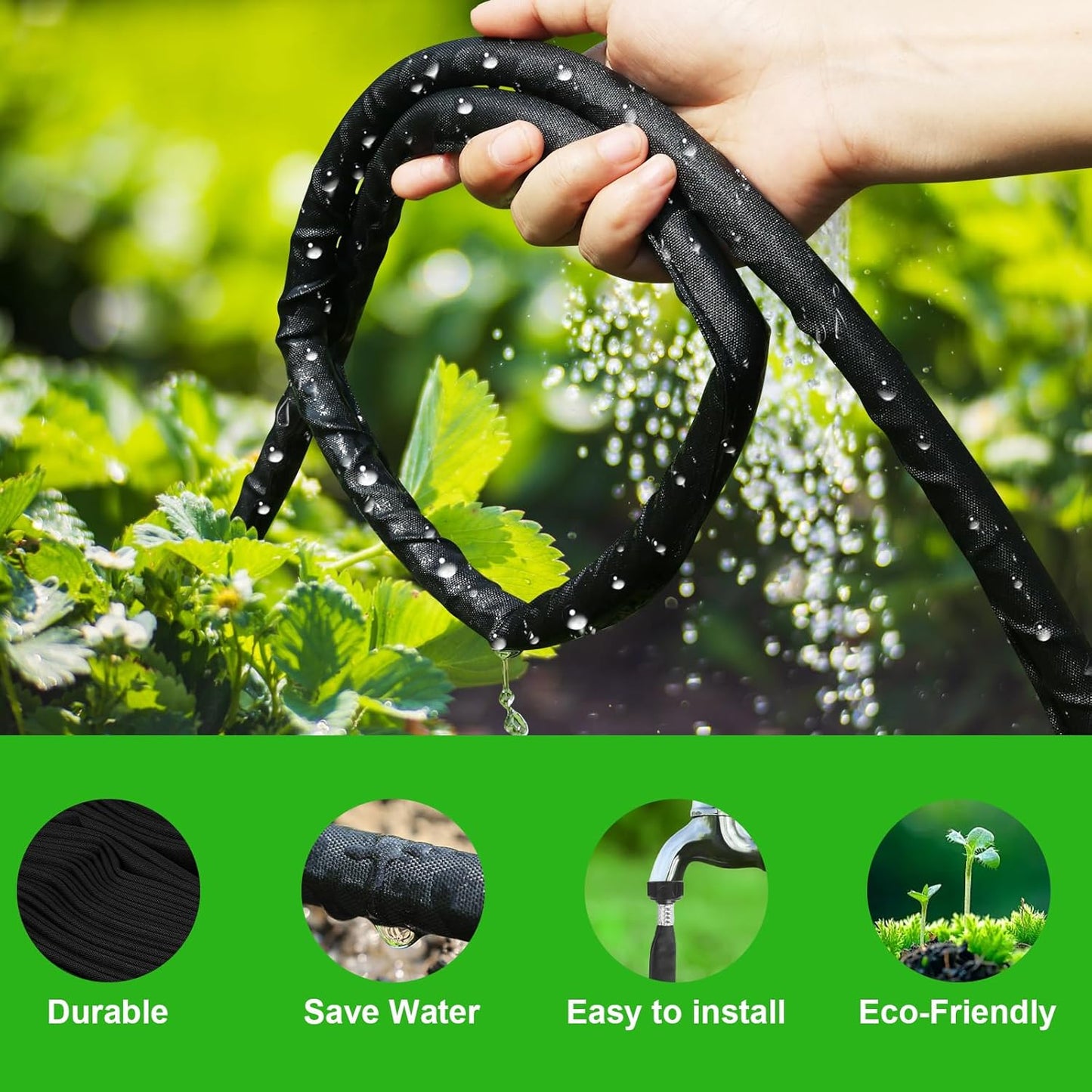 Flat Soaker Hose 20FT for Efficient Watering Tree - Durable Double Layer Design for Gardens, Lawns, and Vegetable Fields (20FT)