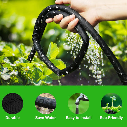 Flat Soaker Hose 25FT for Efficient Watering Tree Durable Double Layer Design for Gardens Lawns and Vegetable Fields (25FT)
