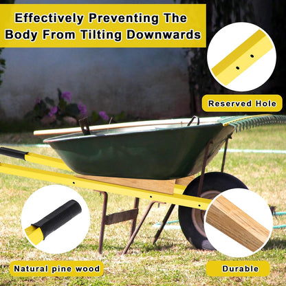 WILLBOND 1 Pair Wheelbarrow Replacement Handles Kit 60 Inches Metal Wheelbarrow Handles Yellow Heavy Duty with 2 Pcs Wedge and Pre Drilled Holes, Easy Install