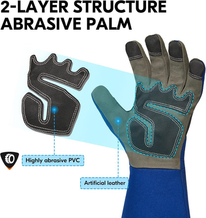 Vgo... Safety Work Gloves Men,Gardening,Long Sleeves Gauntlet,Puncture Proof,Touchscreen(1 Pair,Size XXL,Blue,AL6608-ML)