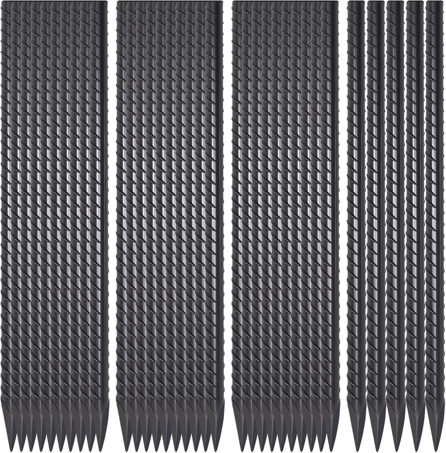 Straight Rebar Stakes 16 Inch 34 Pack Garden Spikes with Chisel Point End Metal Stakes for Ground Heavy Duty 3/8 Inch Thickness Tree Stake Kit for Concrete, Landscape Timber (Black)