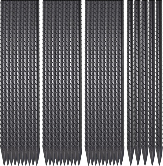 Straight Rebar Stakes 16 Inch 34 Pack Garden Spikes with Chisel Point End Metal Stakes for Ground Heavy Duty 3/8 Inch Thickness Tree Stake Kit for Concrete, Landscape Timber (Black)