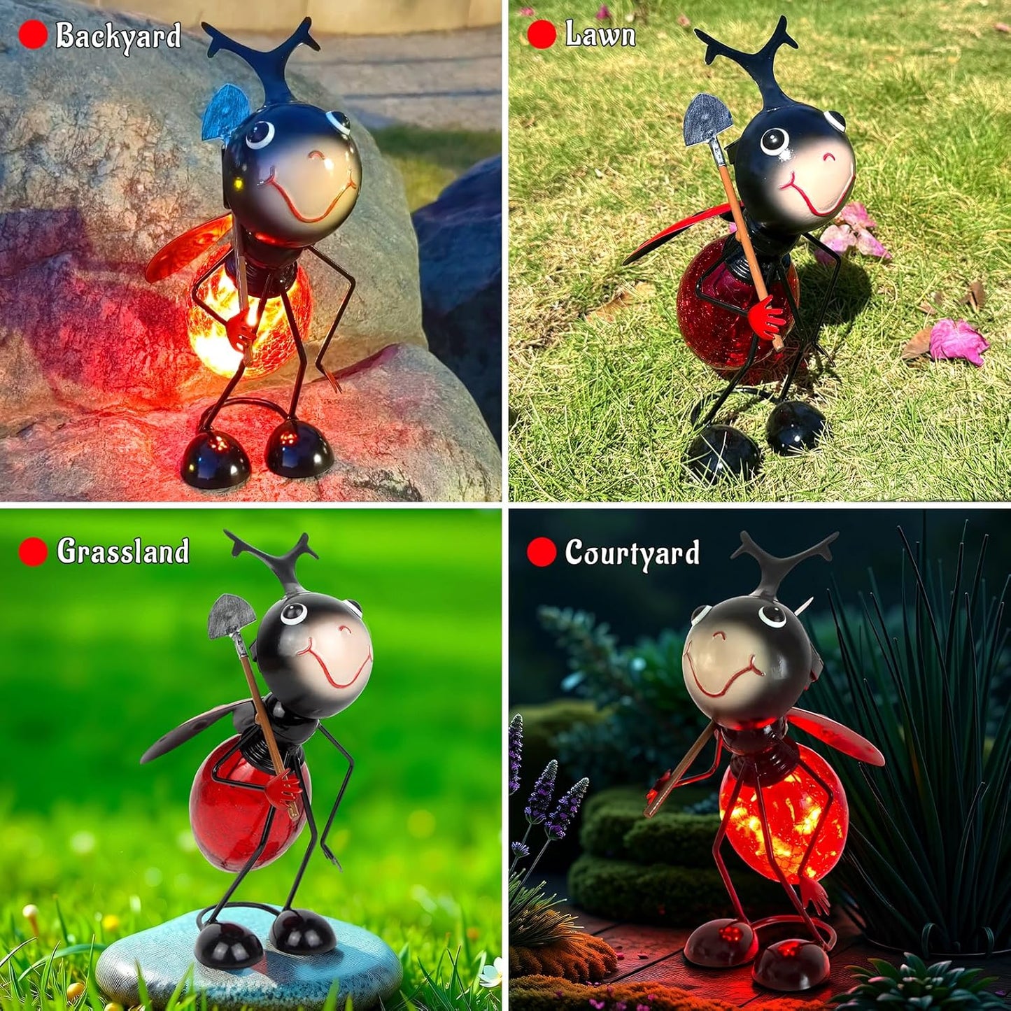 Solar Garden Statue Ladybug Decor,Outdoor Decorative Tabletop Lanterns,Outdoor Ladybug Figurines Decorations for Patio Yard Lawn Ornaments,Birthday Gifts for Mom Women Grandma