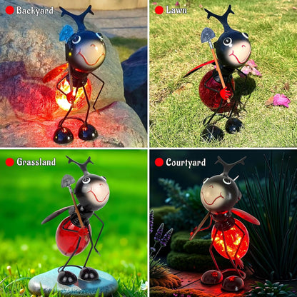 Solar Garden Statue Ladybug Decor,Outdoor Decorative Tabletop Lanterns,Outdoor Ladybug Figurines Decorations for Patio Yard Lawn Ornaments,Birthday Gifts for Mom Women Grandma