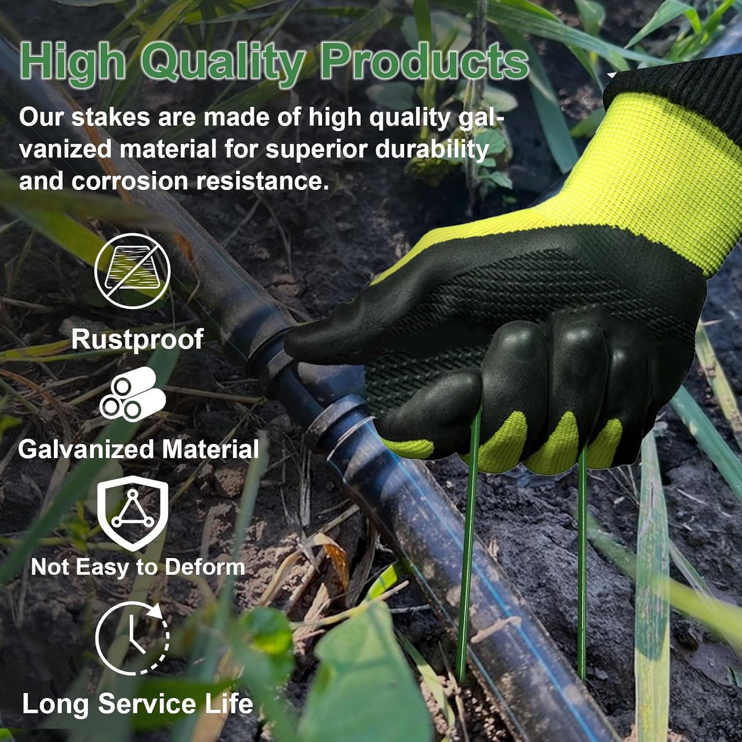 6 Inch Garden Stakes Galvanized Landscape Staples,U-Type Turf Staples for Artificial Grass, Rust Proof Sod Pins Stakes for Securing Fences Weed Barrier, Outdoor Wires Cords Tents Tarps, 50 Pcs