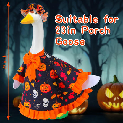 Halloween Goose Outfit for Porch Goose 23" Cement Statue Clothing - Halloween Outdoor Decoration for Patio Yard Lawn