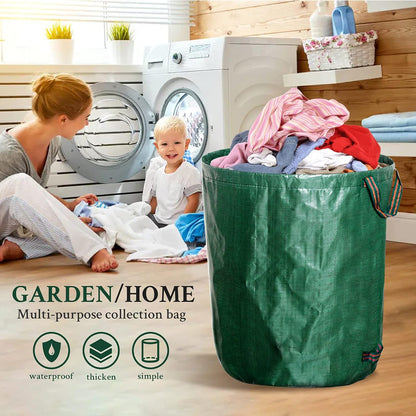 kingsea 2 Pack Reusable Garden Waste Bags,Heavy Duty Yard Waste Bag with Dual Handles,Lawn Pool Garden Leaf Bag for Collecting Leaves Grass Clippings Yard Debris (32 Gallon)