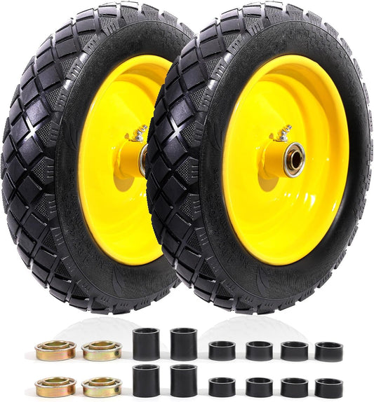 MZREXN 4.80/4.00-8" Flat Free Tire and Wheel 15" Solid Wheelbarrow Tires 3.00-4.00/4.80-8" with
