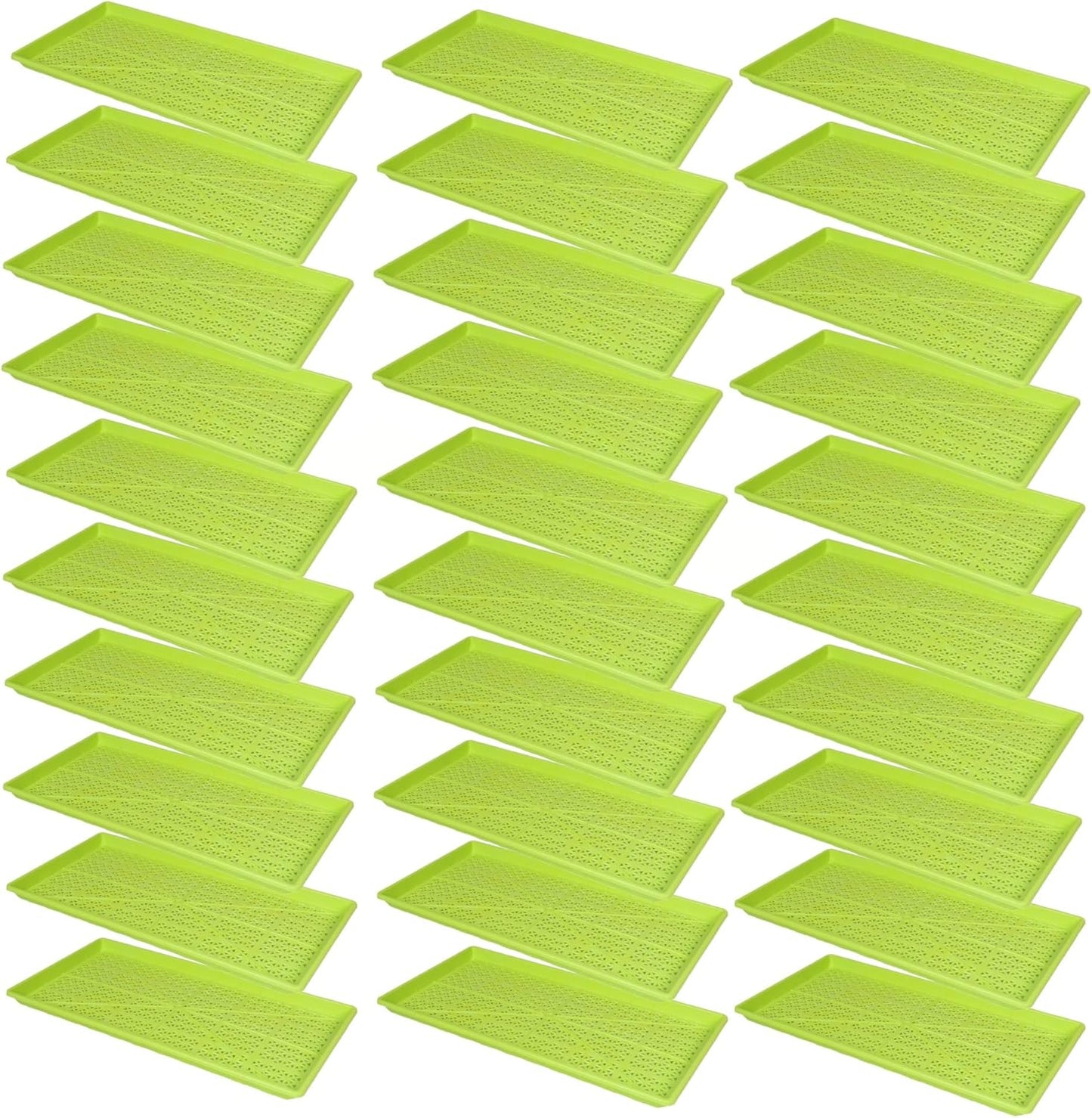 SUNPACK 10" x 20" Heavy Duty Mesh Plastic Seed Starting Tray, Lime Green, 1" (Pack of 30) - Ensures Water Drainage and Aeration, Perfect for Greenhouses or Indoor Gardening