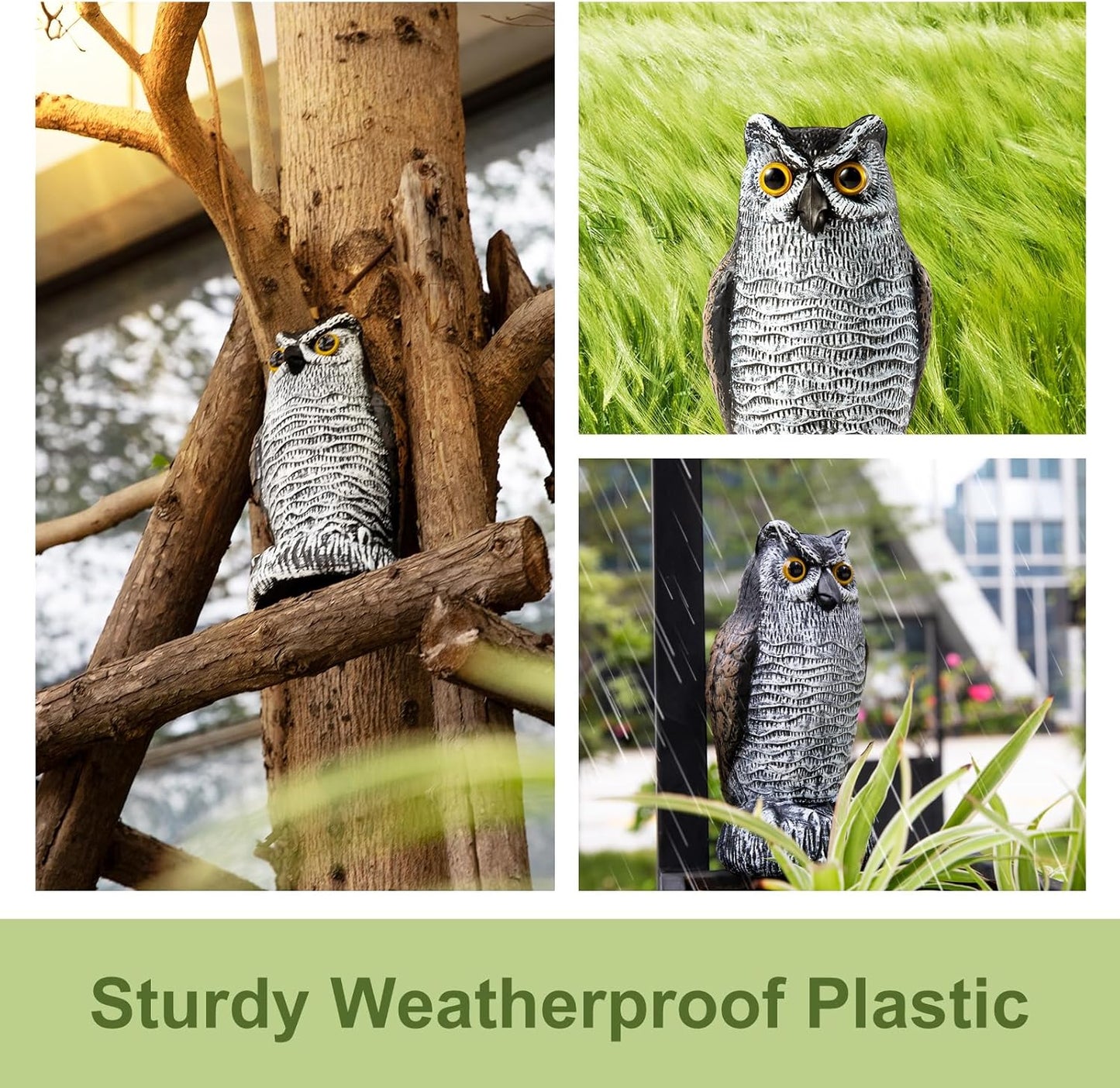 OFFO Bird Scare Devices Plastic Owl Scarecrow for Halloween Decorations Outdoor Garden, Yard, Pool Decoration, 8.3 in Height, Brown and White
