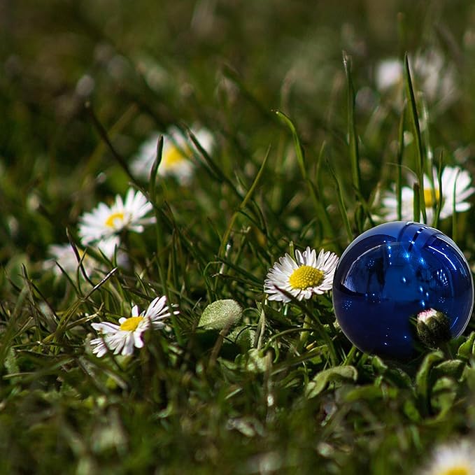 Gazing Ball Stainless Steel Gazing Globe Mirror Reflective Garden Sphere Floating Pond Balls Gazing Ball Shiny Home Outdoor Ornament (Blue, 10 inch)
