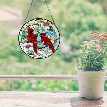 Cardinal Suncatcher Stained Glass, Cardinal Gifts for Women, Stained Glass Window Hanging，7.9 inch