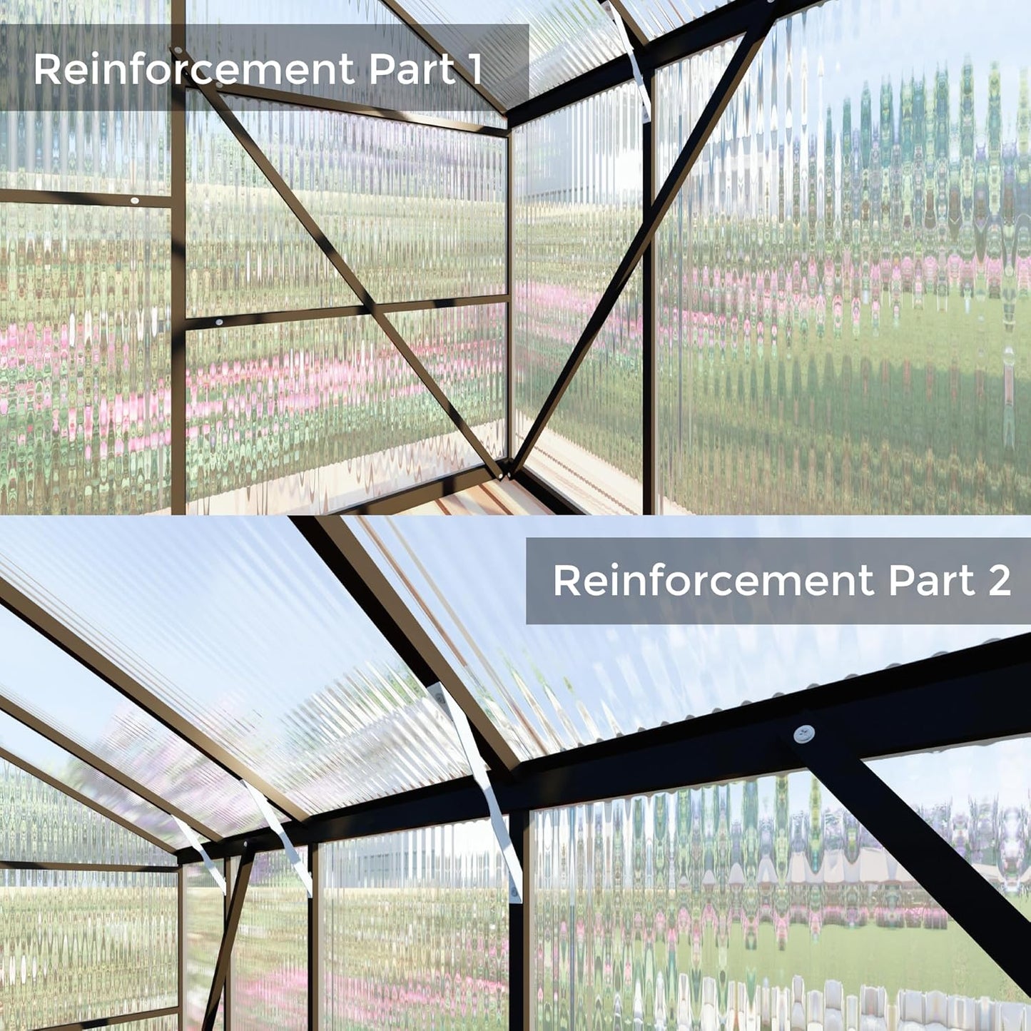 8x8 FT Greenhouses for Outdoors, Polycarbonate Greenhouse with PC Panels, Greenhouses for Outdoors for Yard, Garden, Hobby, Dark Grey