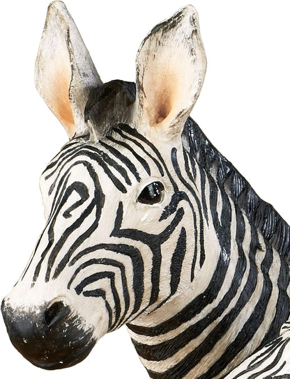 Touch of Class Zebra and Foal Table Sculpture - Resin - Black, White - African Safari Collectible for Bedroom, Living Room, Office, Bookshelf, Mantel, Entryway, Foyer, Nursery
