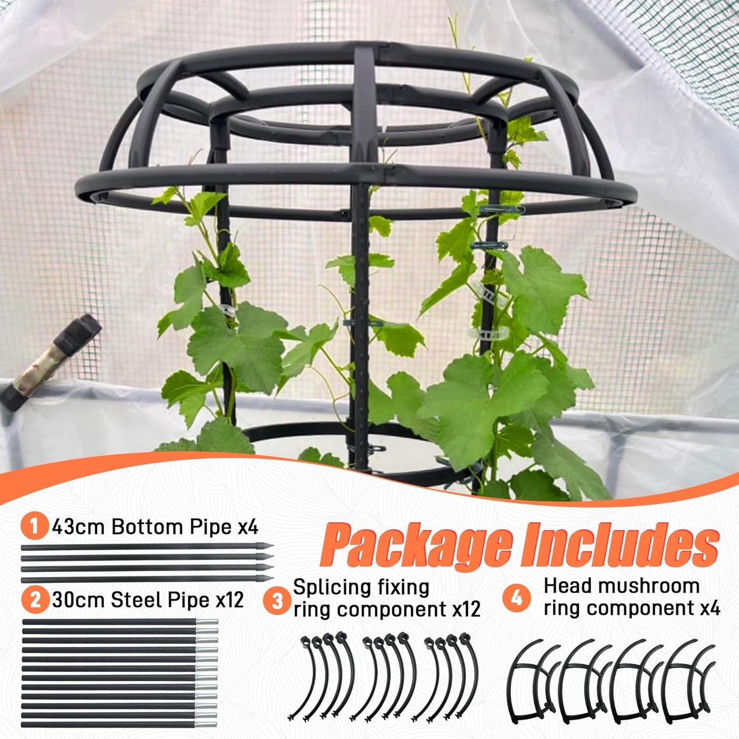 65 Inch Garden Trellis for Climbing Plants Outdoor, Mushroom Top Trellis for Potted Plants, Vines, Roses, Clematis, and Vegetables, Plant Trellis Support 2 Pack