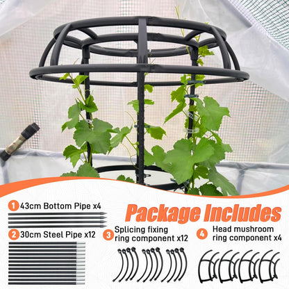 65 Inch Garden Trellis for Climbing Plants Outdoor, Mushroom Top Trellis for Potted Plants, Vines, Roses, Clematis, and Vegetables, Plant Trellis Support 2 Pack