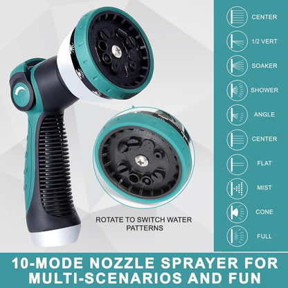 50FT Garden Hose, 304 Stainless Steel Water Hose, Flexible with a 10-Mode Nozzle Sprayer, No Kink, Lightweight, Puncture Proof, Ideal for Yard, Lawn, Outdoor, 5/8" Outside Diameter