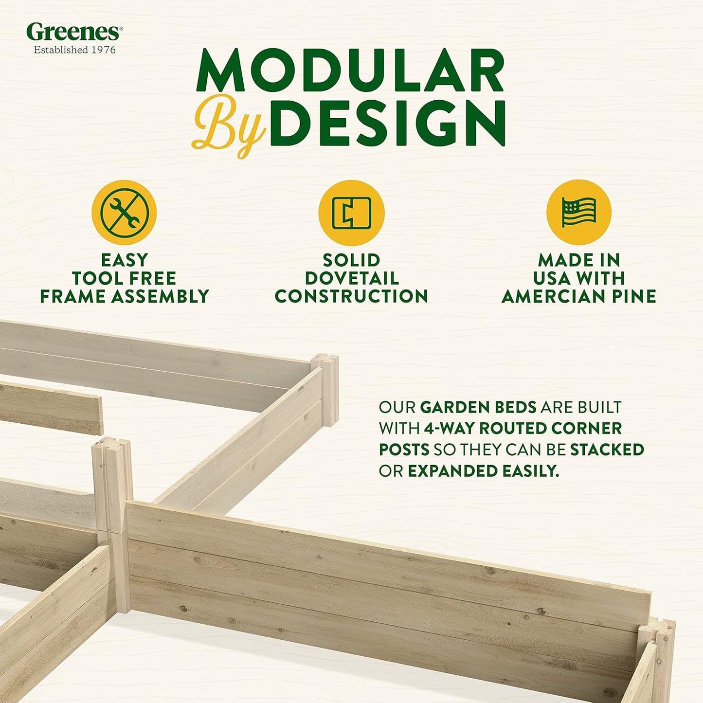 Greenes Fence Original Pine Raised Garden Bed, 4' x 4' x 7" (2-Pack) - Made in USA with American Pine