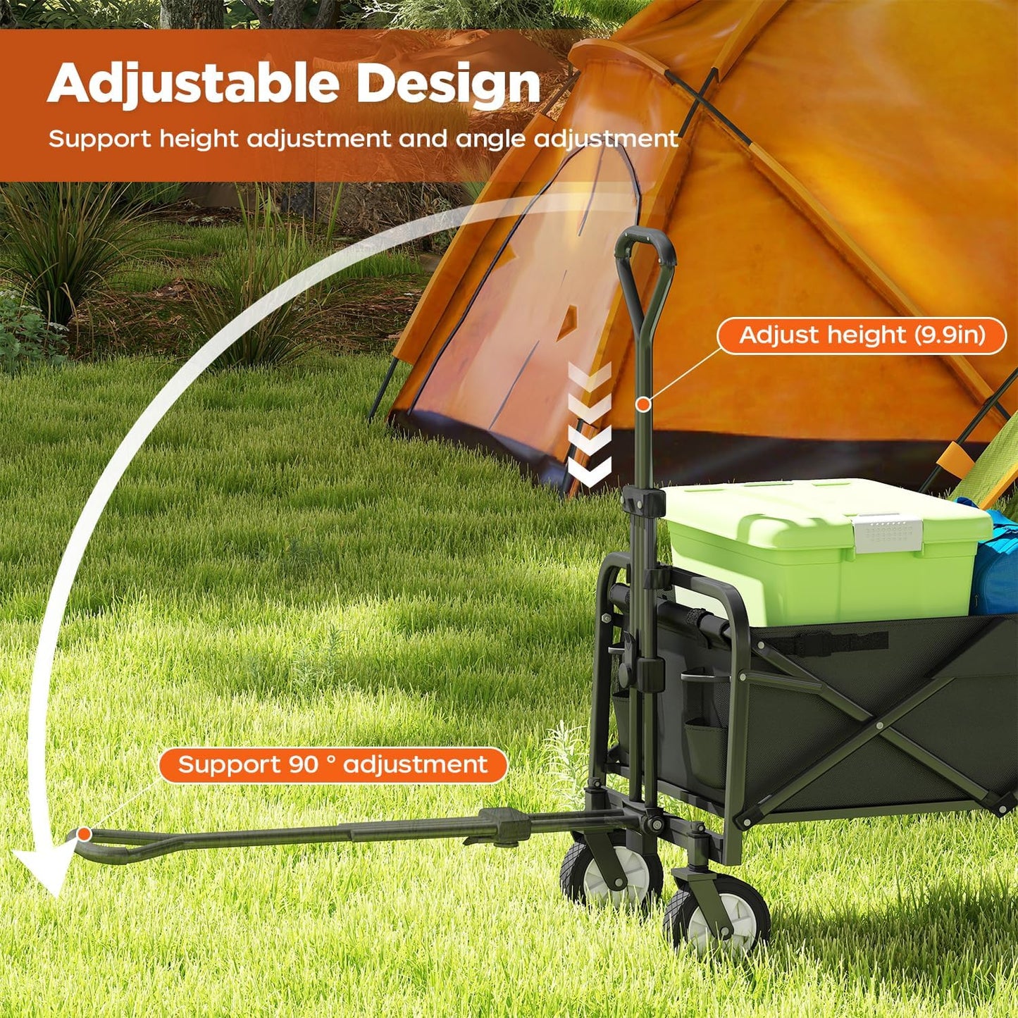 PayLessHere 38" Collapsible Wagon Folding Foldable Garden Cart with Large Capacity, 330 LBS Capacity Portable Utility Wagon Cart Heavy Duty for Beach Camping Shopping Garden,Black