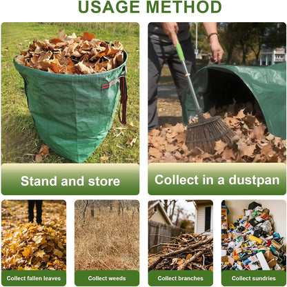 Garden Bags for Debris, 2-Pack 53 Gallon Lawn and Leaf Bags, Large Dustpan-Type Lawn Bag for Collecting Leaves, Reusable Yard Waste Bags, Leaf Bag for Party, Laundry, Camping & Yard Waste Loading