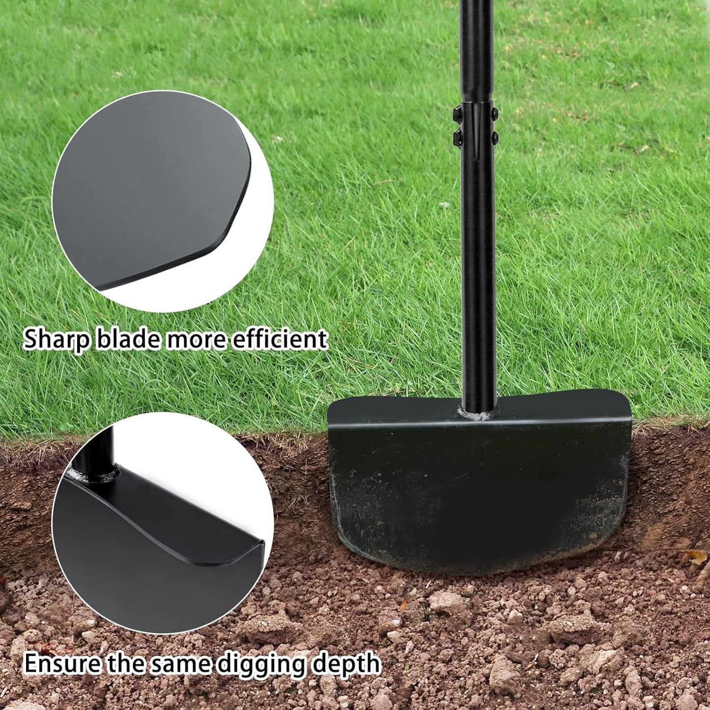 43inch Edger Lawn Tool - Manual Lawn Edger - Border Edger, Half Moon Lawn Edger with T-Grip for Lawn, Garden or Sidewalk
